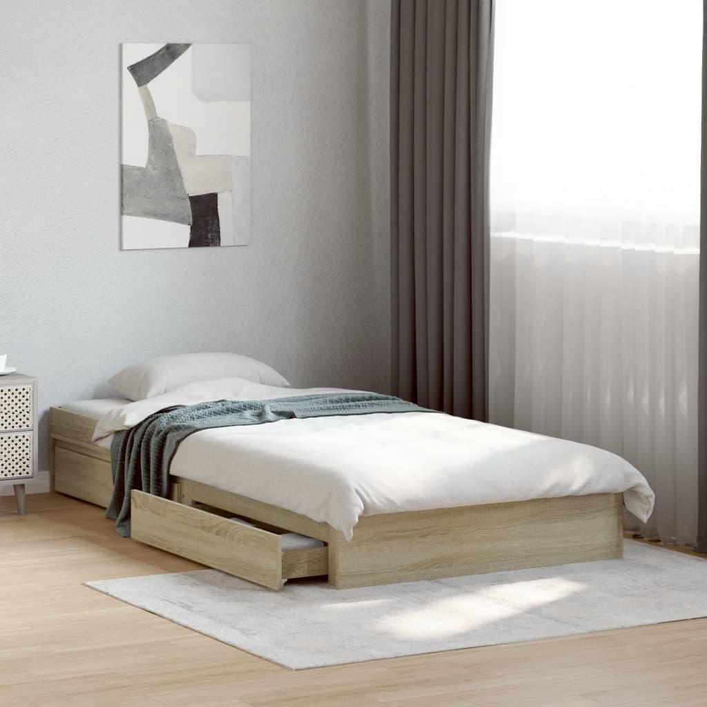 Cadre de lit avec tiroirs sans matelas chêne sonoma 100x200 cm - XIOS