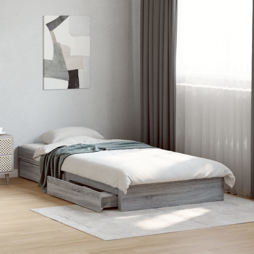 Cadre de lit avec tiroirs sans matelas sonoma gris 100x200 cm - XIOS