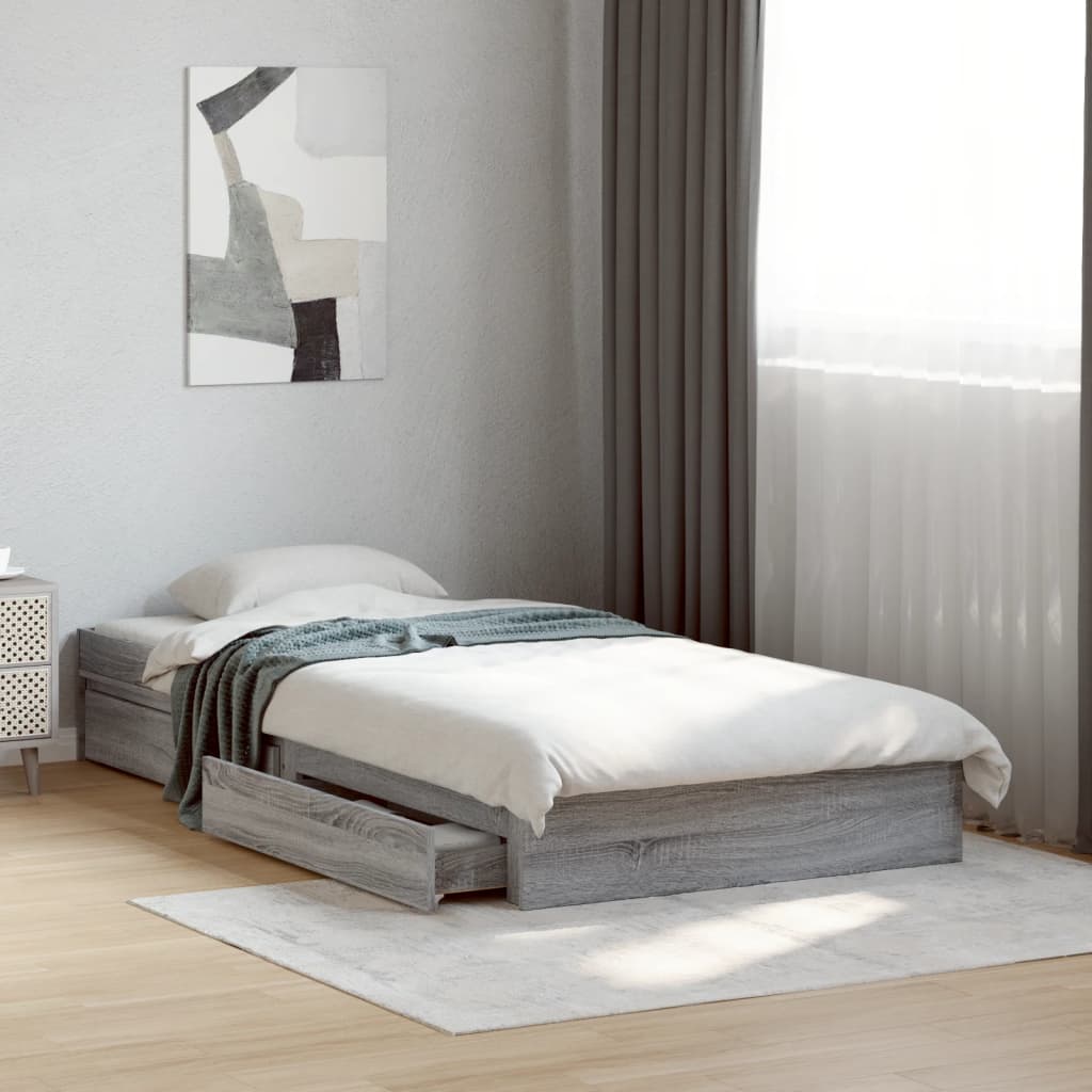 Cadre de lit avec tiroirs sans matelas sonoma gris 90x200 cm - XIOS