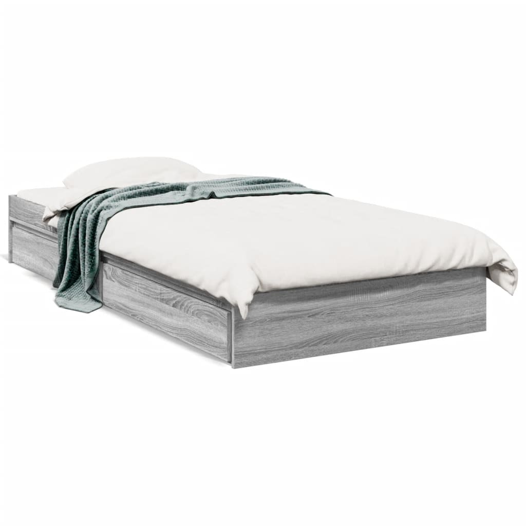 Cadre de lit avec tiroirs sans matelas sonoma gris 90x190 cm - XIOS