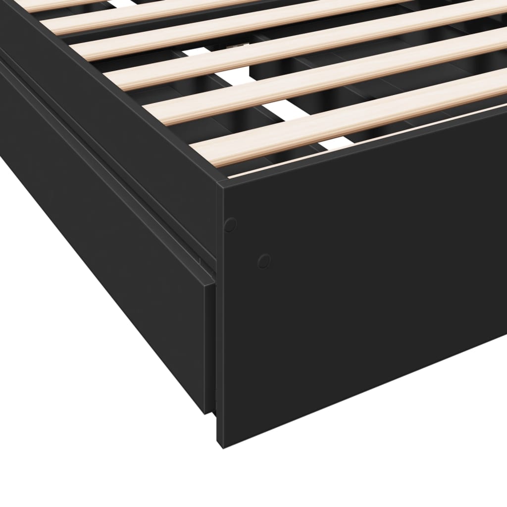 Cadre de lit avec tiroirs sans matelas noir 75x190 cm - XIOS
