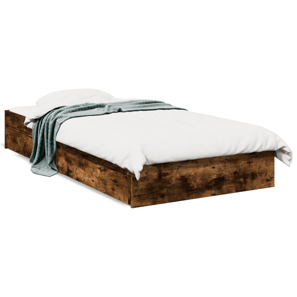 Cadre de lit avec tiroirs sans matelas chêne fumé 75x190 cm - XIOS
