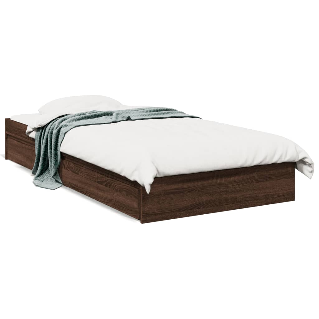 Cadre de lit avec tiroirs sans matelas chêne marron 75x190 cm - XIOS