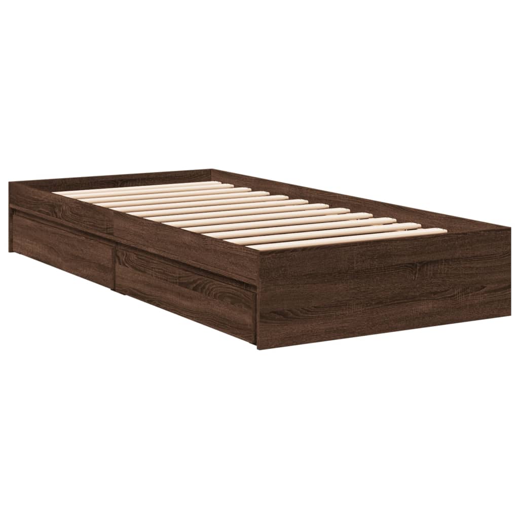 Cadre de lit avec tiroirs sans matelas chêne marron 75x190 cm - XIOS