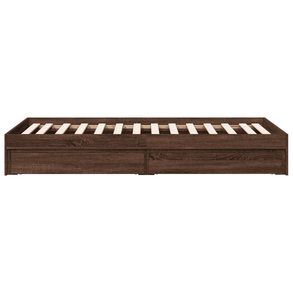 Cadre de lit avec tiroirs sans matelas chêne marron 75x190 cm - XIOS