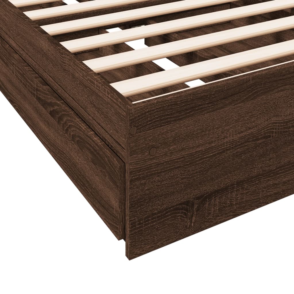 Cadre de lit avec tiroirs sans matelas chêne marron 75x190 cm - XIOS