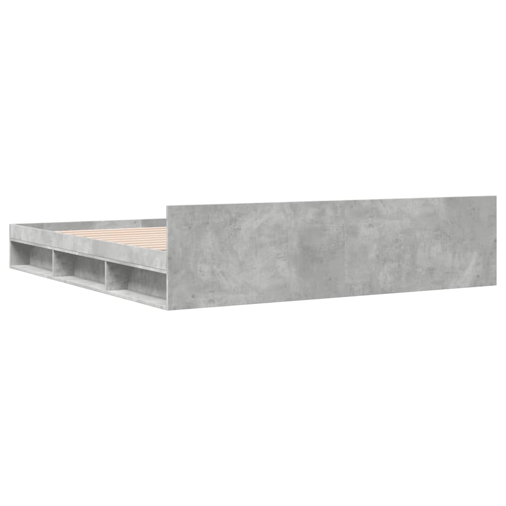Cadre de lit avec tiroirs sans matelas gris béton 200x200 cm - XIOS
