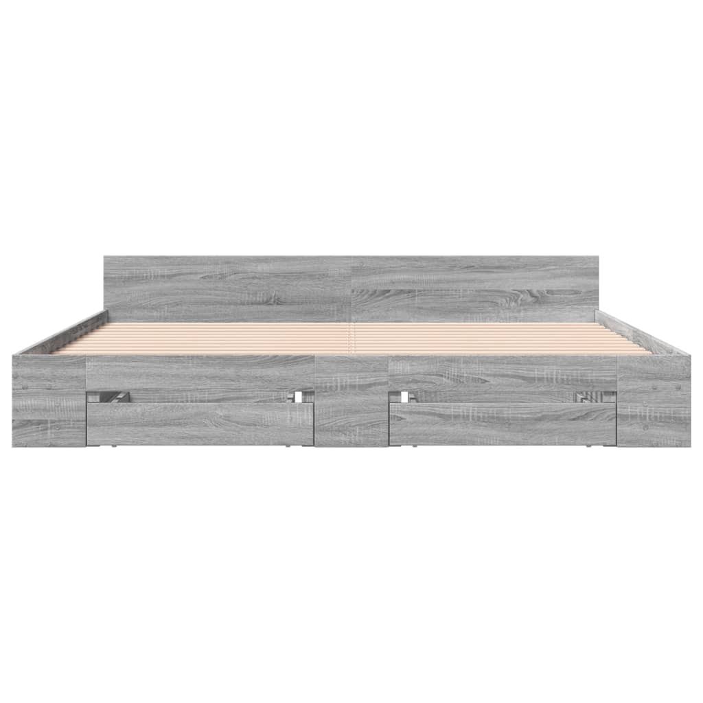 Cadre de lit avec tiroirs sans matelas sonoma gris 200x200 cm - XIOS