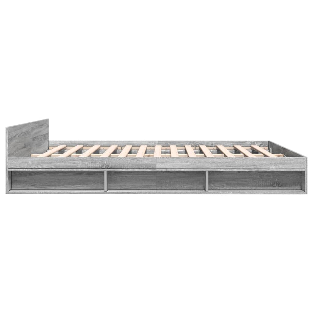 Cadre de lit avec tiroirs sans matelas sonoma gris 200x200 cm - XIOS