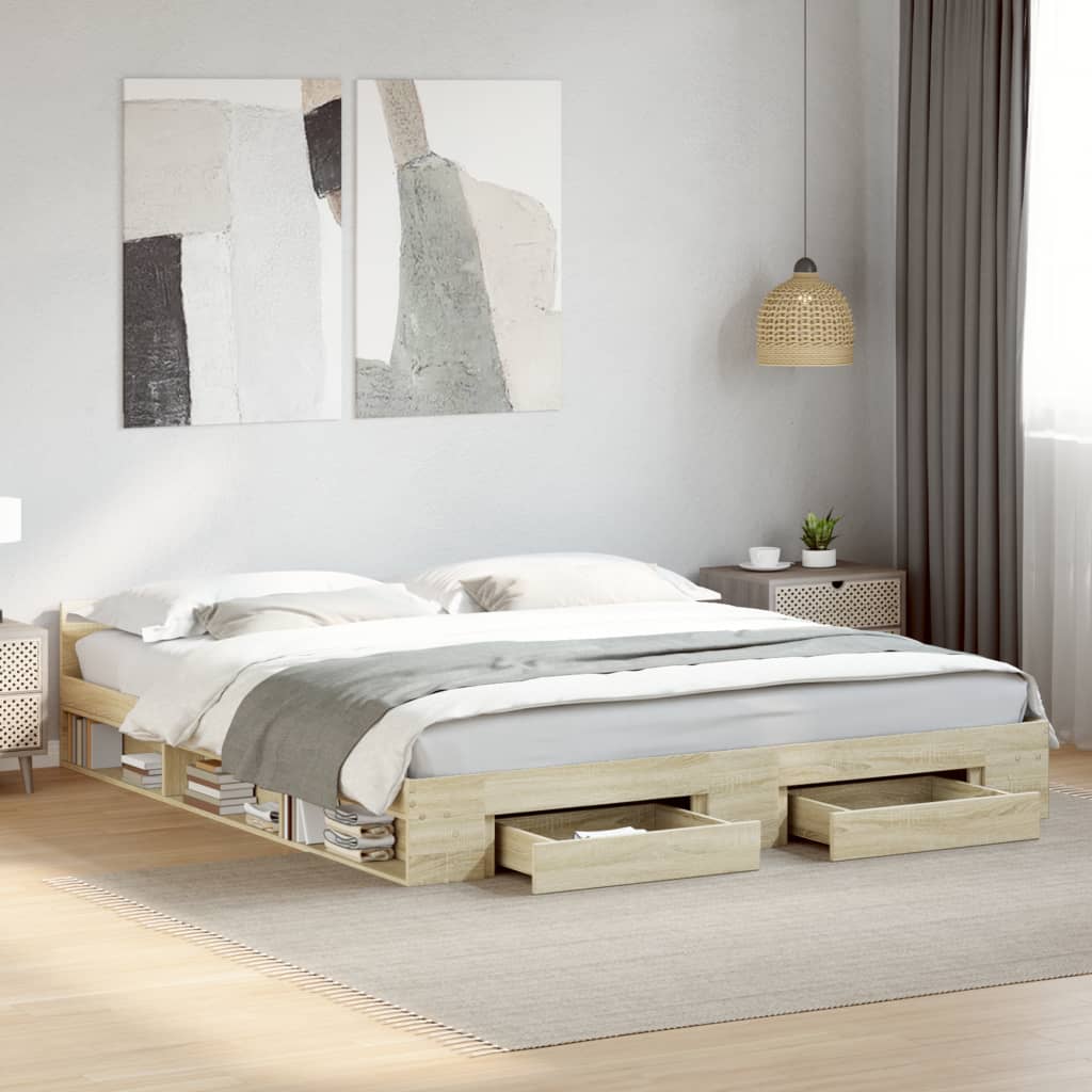 Cadre de lit avec tiroirs sans matelas chêne sonoma 180x200 cm - XIOS