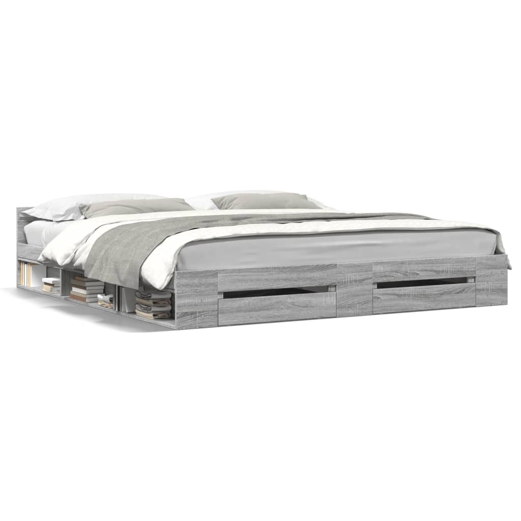 Cadre de lit avec tiroirs sans matelas sonoma gris 180x200 cm - XIOS
