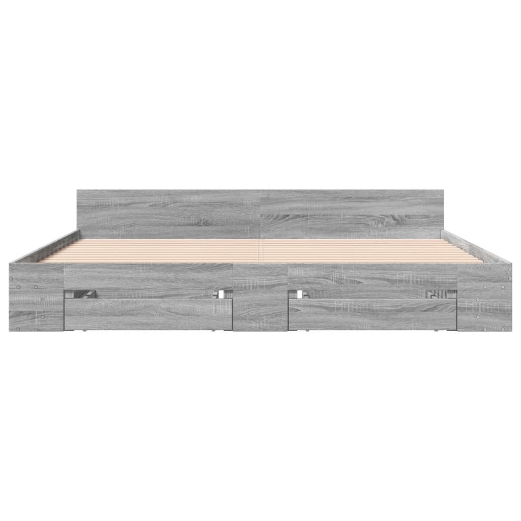 Cadre de lit avec tiroirs sans matelas sonoma gris 180x200 cm - XIOS
