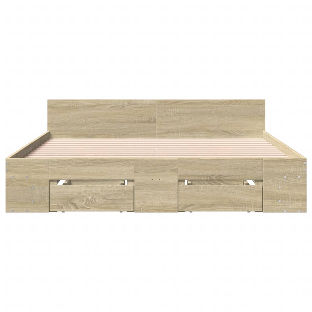 Cadre de lit avec tiroirs sans matelas chêne sonoma 150x200 cm - XIOS