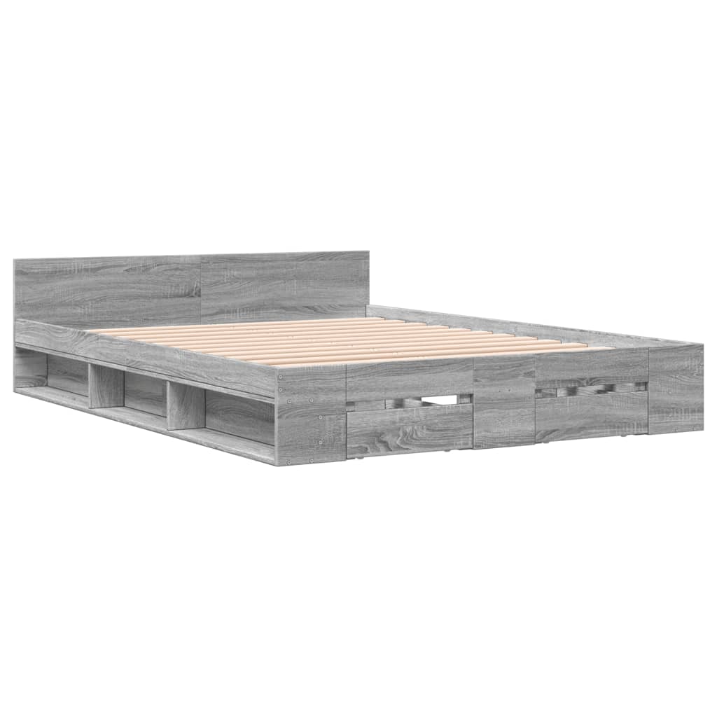 Cadre de lit avec tiroirs sans matelas sonoma gris 140x200 cm - XIOS