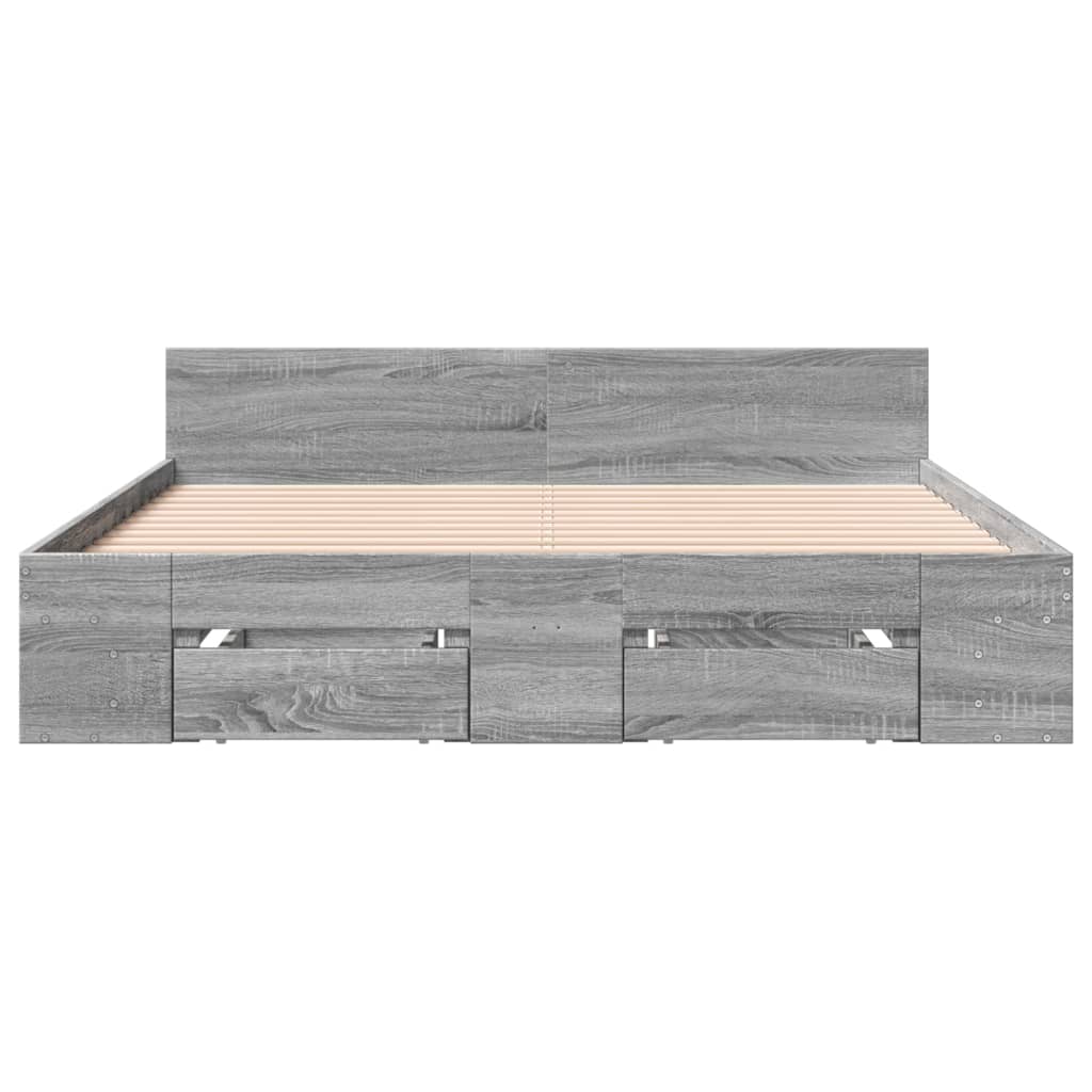 Cadre de lit avec tiroirs sans matelas sonoma gris 140x200 cm - XIOS