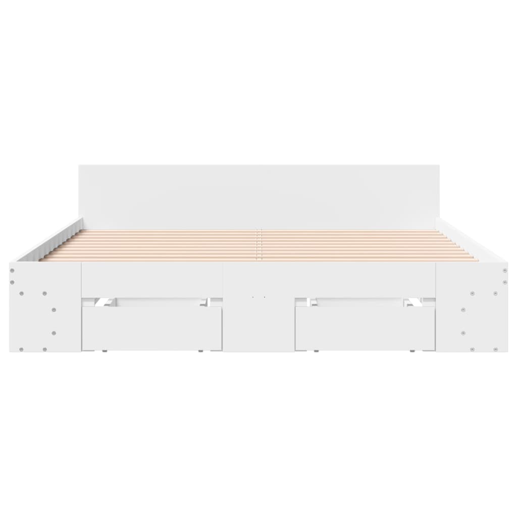 Cadre de lit avec tiroirs sans matelas blanc 140x190 cm - XIOS