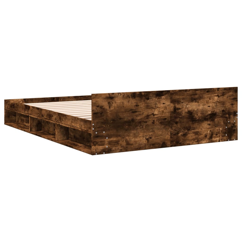 Cadre de lit avec tiroirs sans matelas chêne fumé 140x190 cm - XIOS