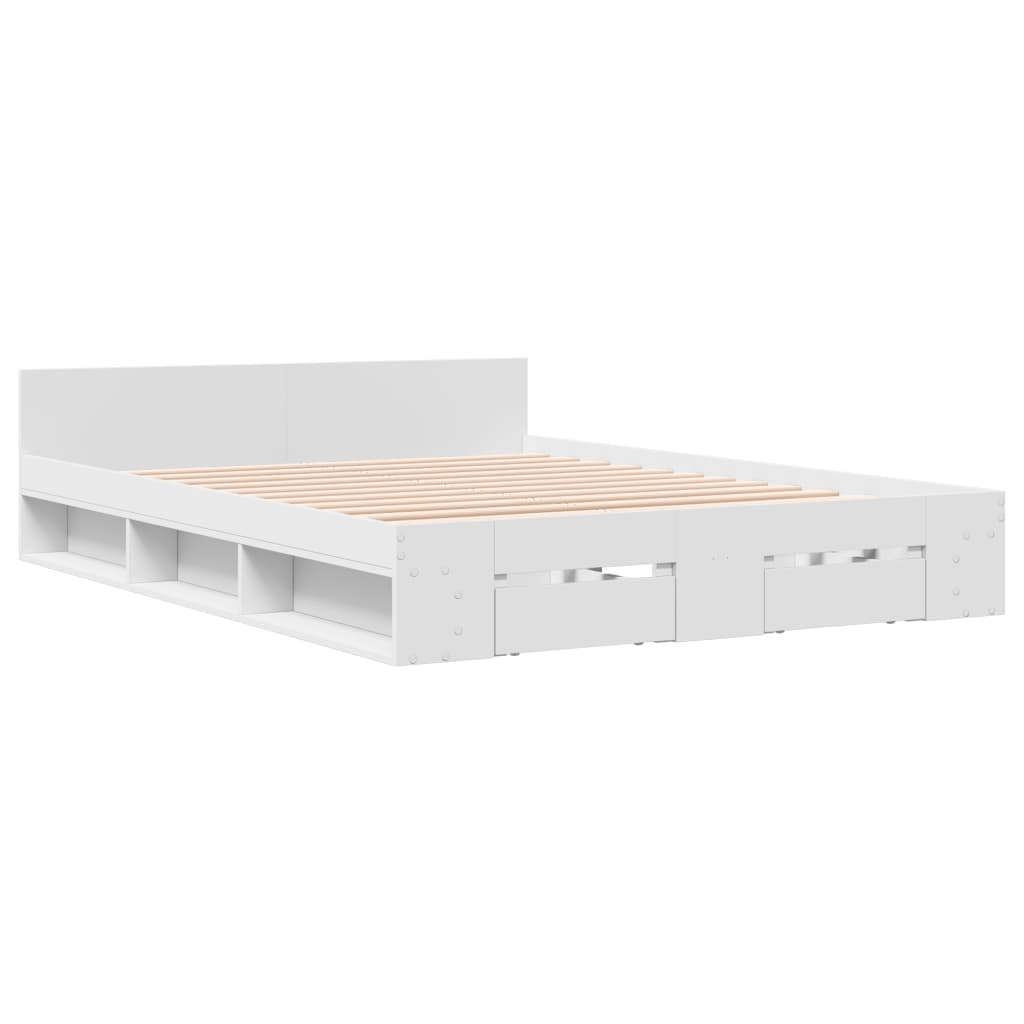Cadre de lit avec tiroirs sans matelas blanc 135x190 cm - XIOS