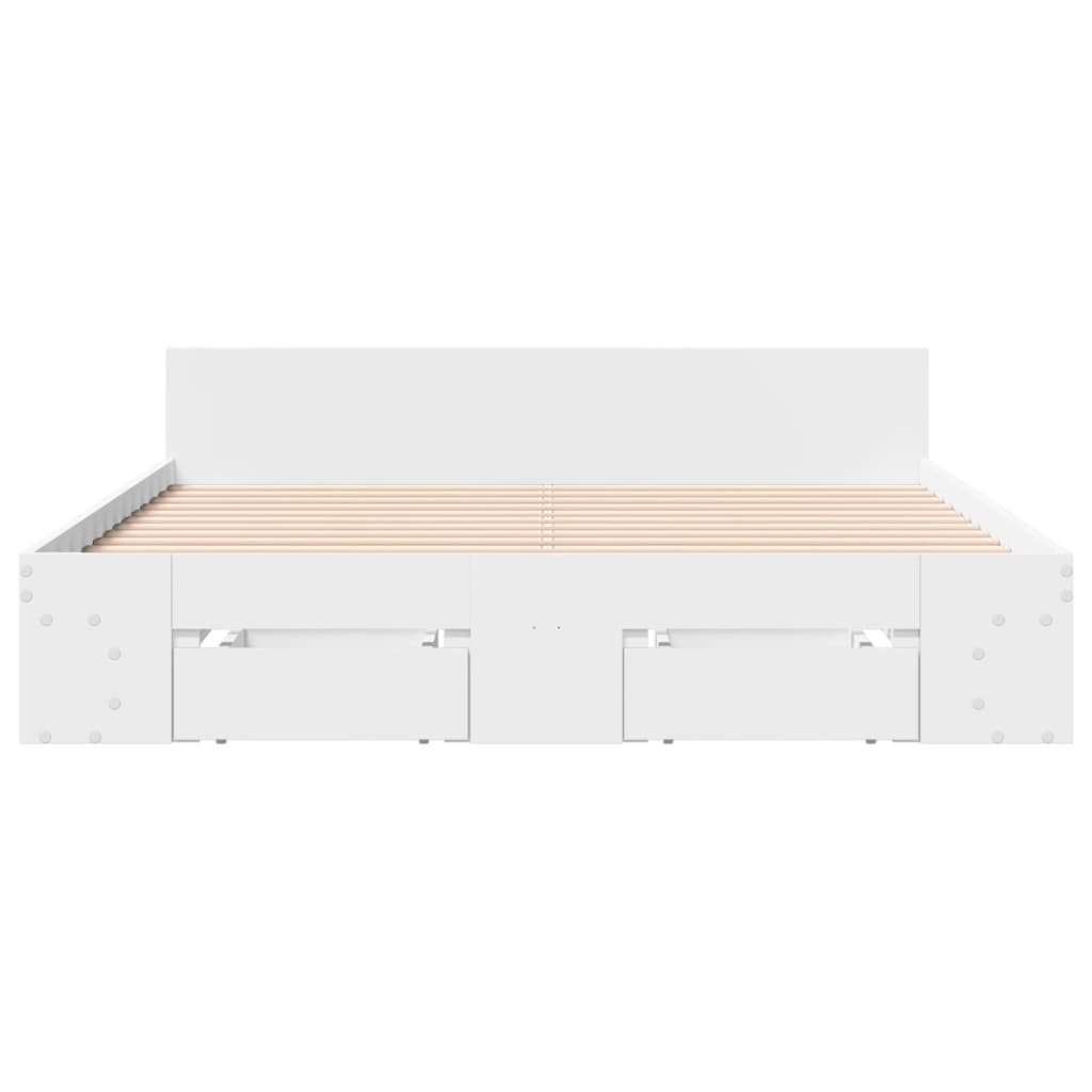 Cadre de lit avec tiroirs sans matelas blanc 135x190 cm - XIOS