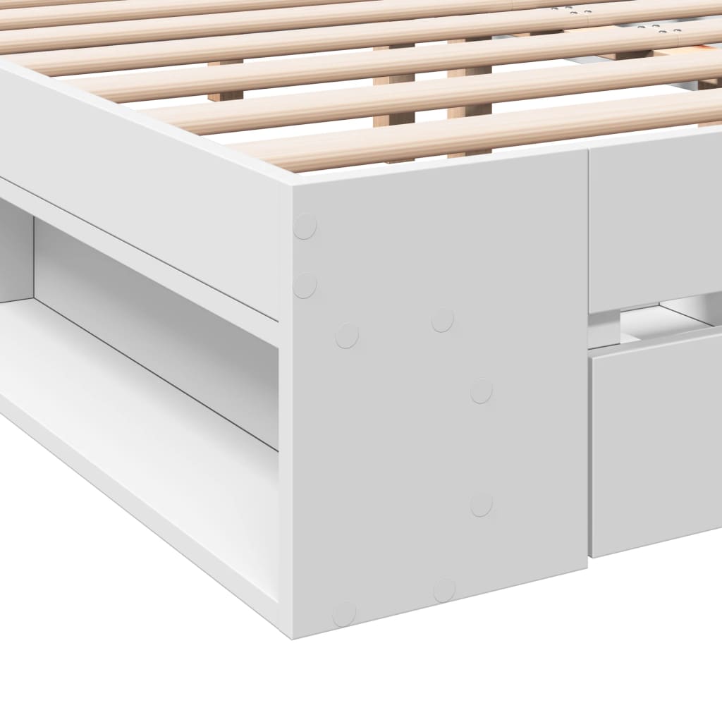 Cadre de lit avec tiroirs sans matelas blanc 135x190 cm - XIOS