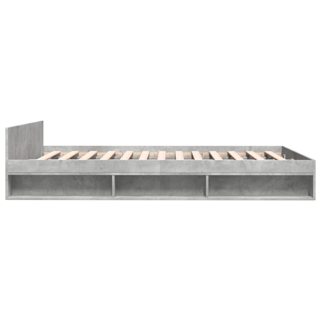 Cadre de lit avec tiroirs sans matelas gris béton 135x190 cm - XIOS