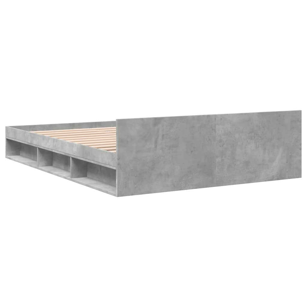 Cadre de lit avec tiroirs sans matelas gris béton 135x190 cm - XIOS