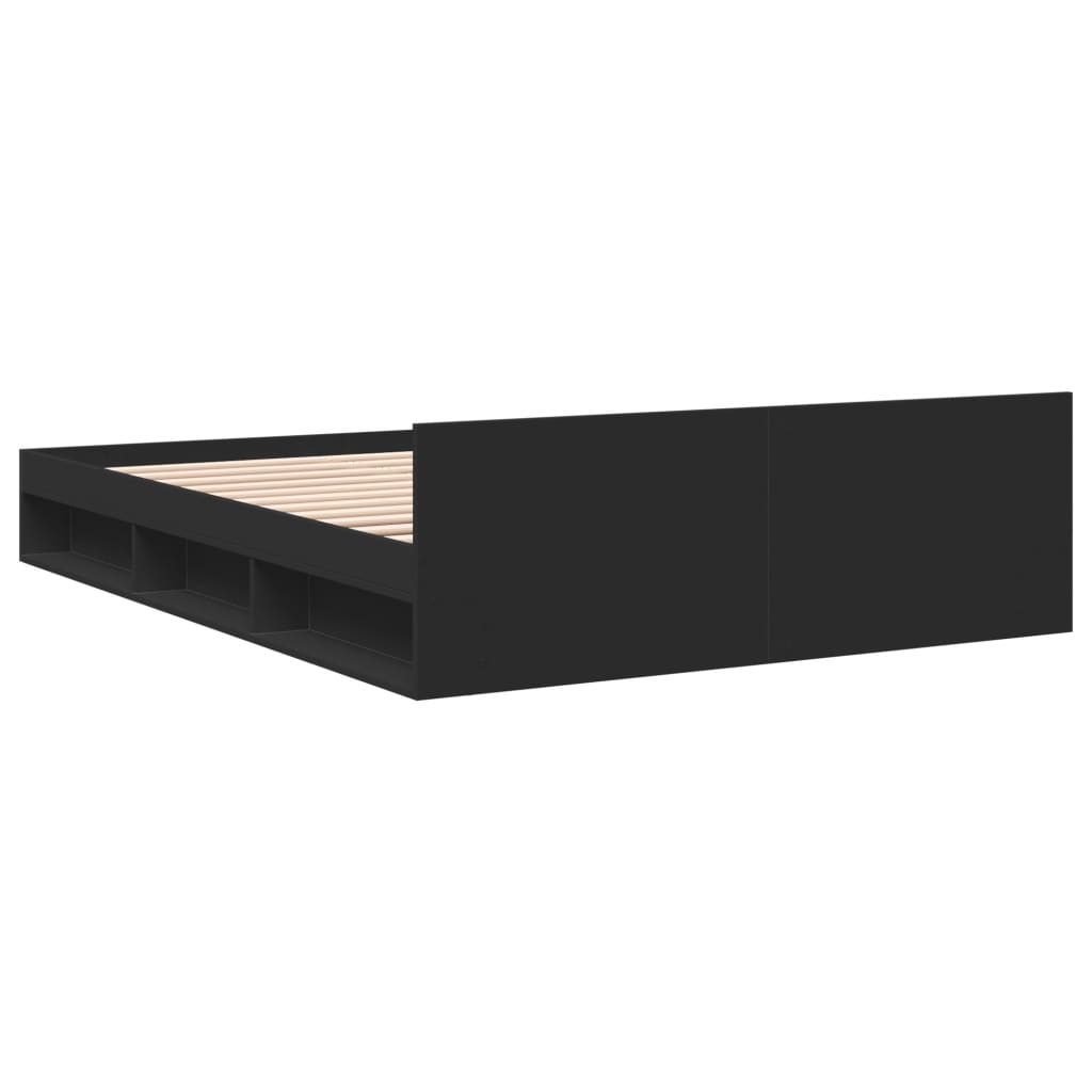 Cadre de lit avec tiroirs sans matelas noir 120x190 cm - XIOS