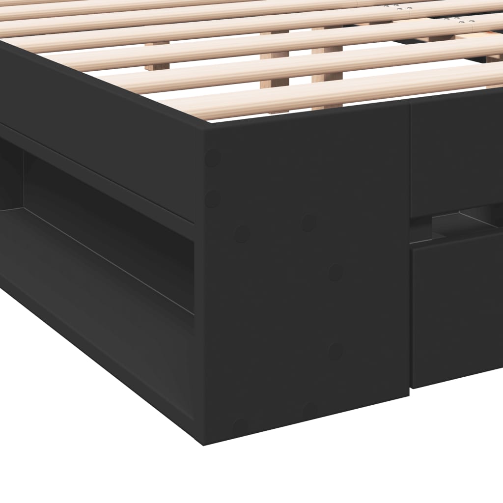 Cadre de lit avec tiroirs sans matelas noir 120x190 cm - XIOS