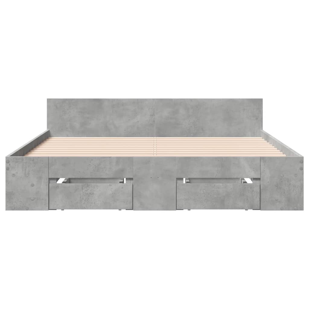 Cadre de lit avec tiroirs sans matelas gris béton 120x190 cm - XIOS
