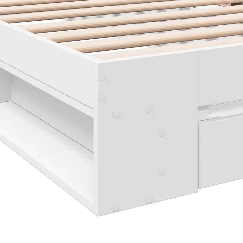 Cadre de lit avec tiroir sans matelas blanc 90x190 cm - XIOS