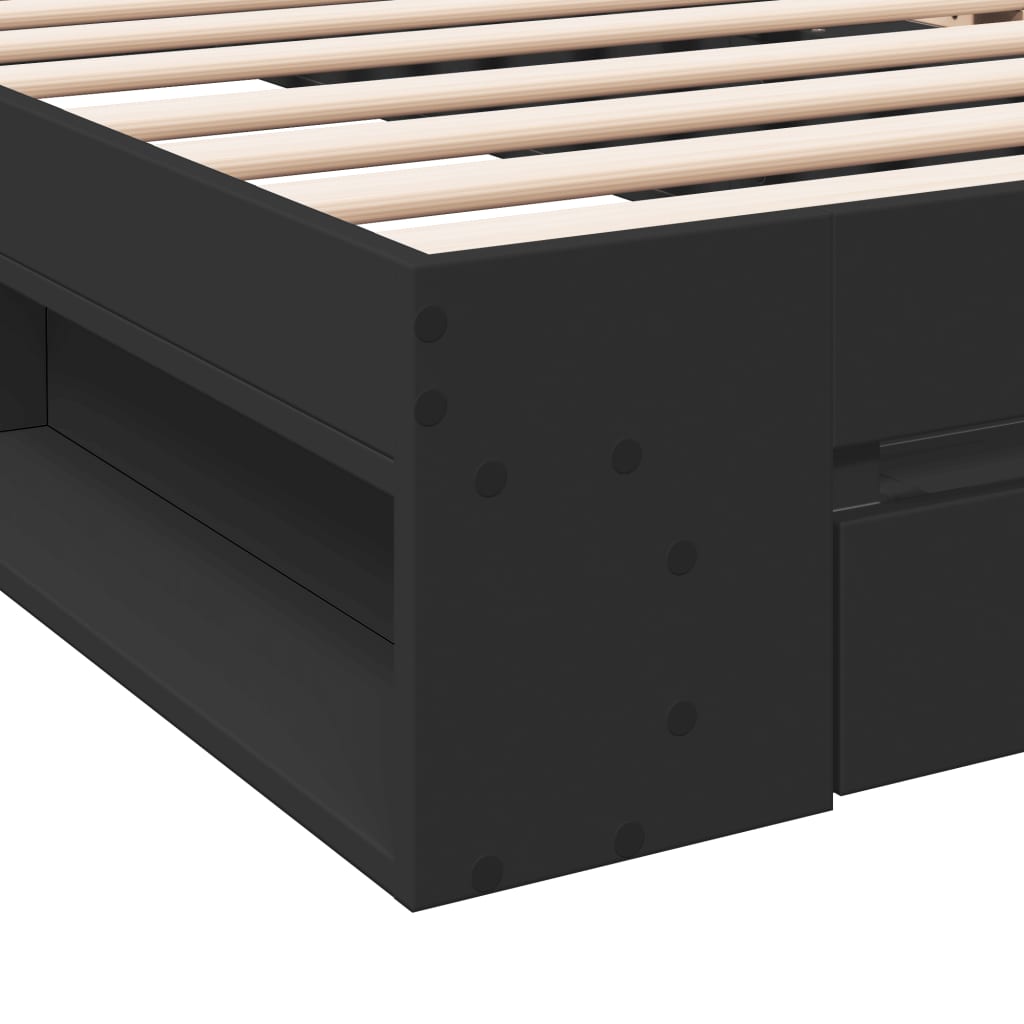 Cadre de lit avec tiroir sans matelas noir 90x190 cm - XIOS