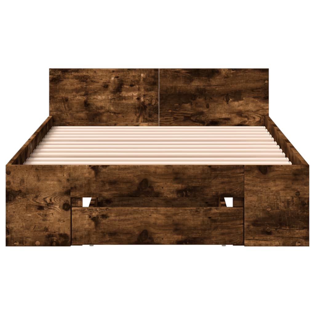 Cadre de lit avec tiroir sans matelas chêne fumé 90x190 cm - XIOS