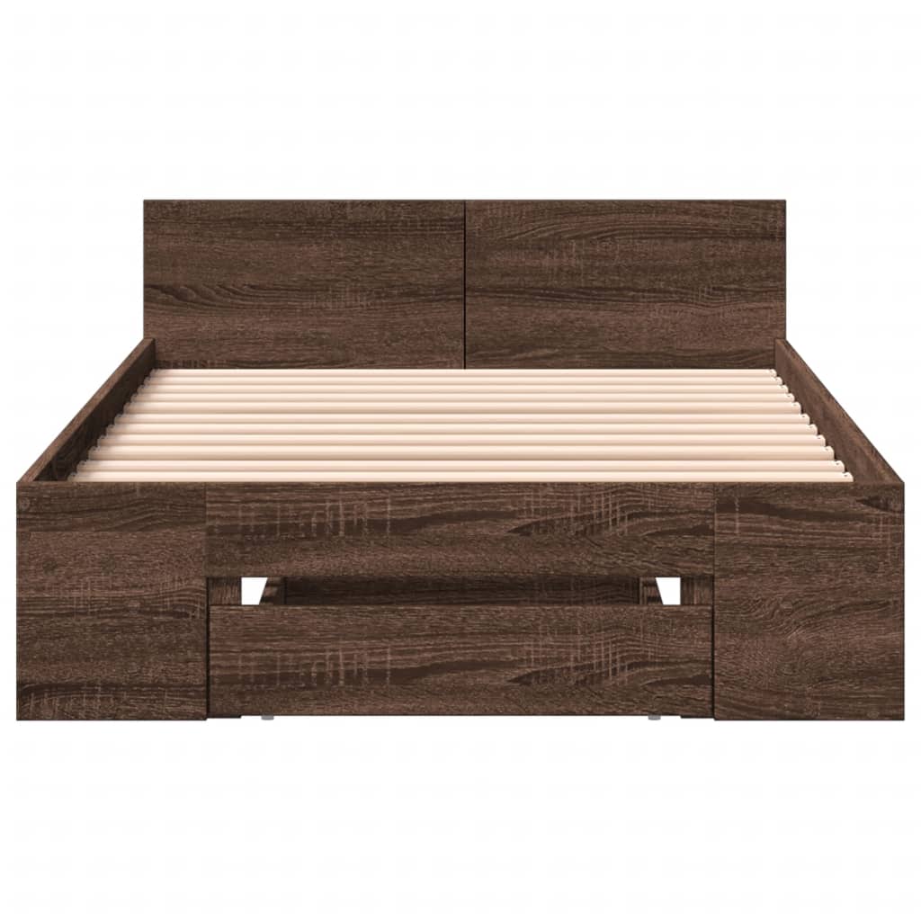Cadre de lit avec tiroir sans matelas chêne marron 90x190 cm - XIOS
