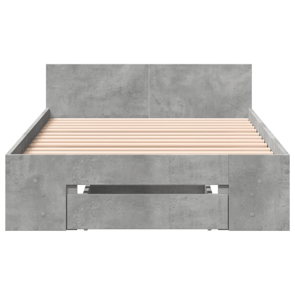 Cadre de lit avec tiroir sans matelas gris béton 100x200 cm - XIOS