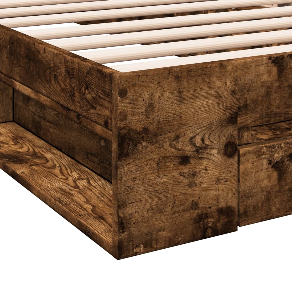 Cadre de lit avec tiroir sans matelas chêne fumé 100x200 cm - XIOS