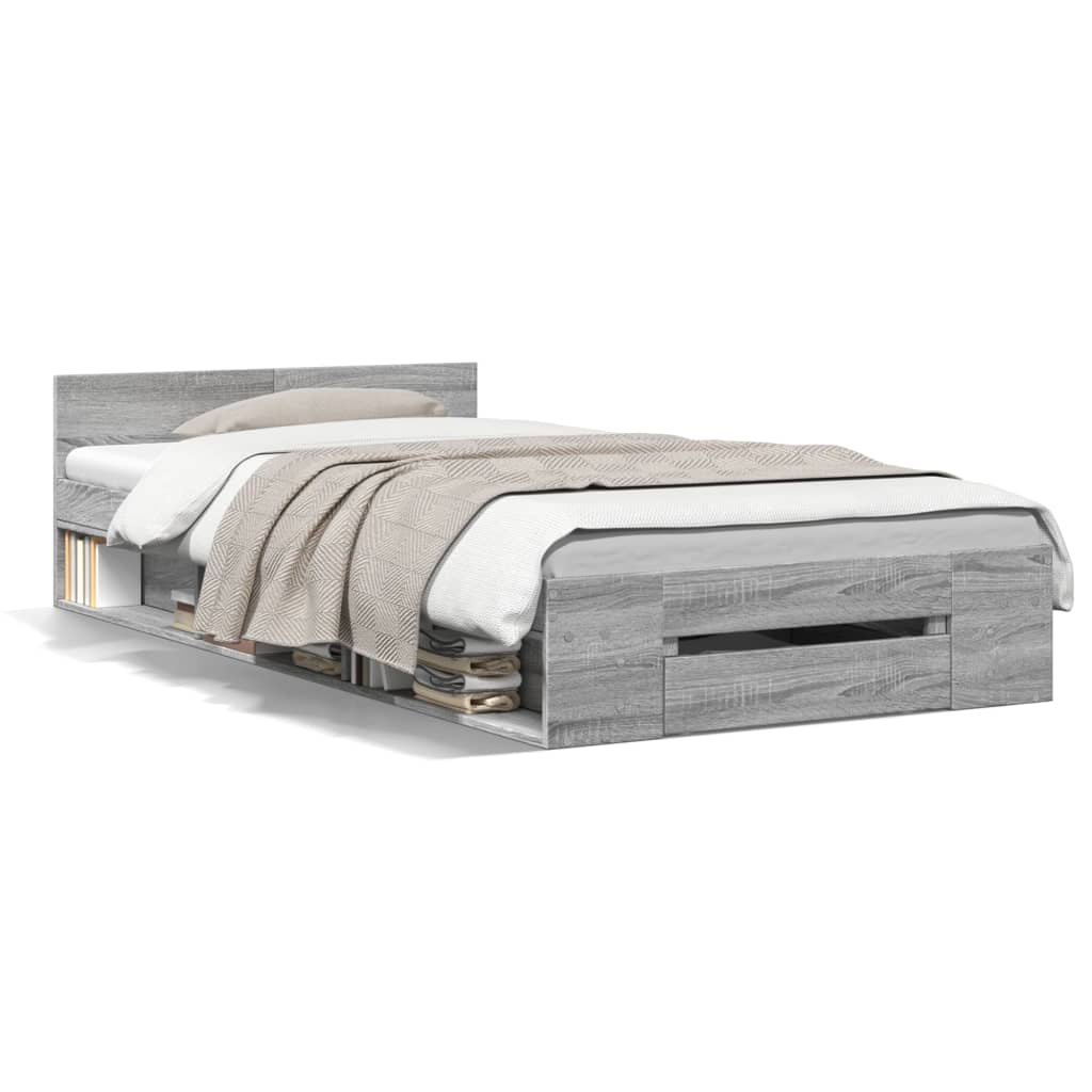 Cadre de lit avec tiroir sans matelas sonoma gris 100x200 cm - XIOS