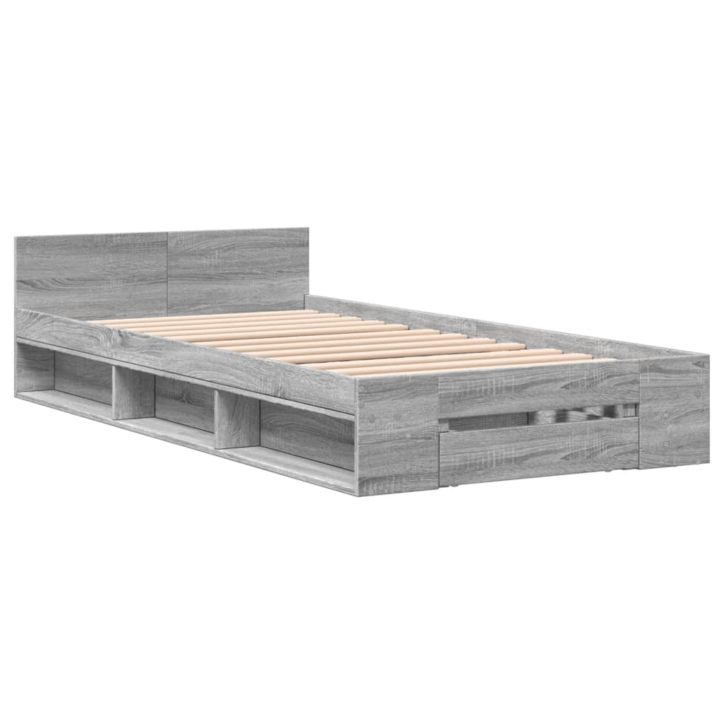 Cadre de lit avec tiroir sans matelas sonoma gris 100x200 cm - XIOS