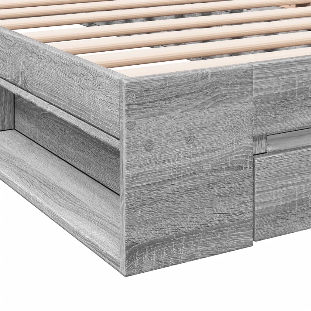 Cadre de lit avec tiroir sans matelas sonoma gris 100x200 cm - XIOS