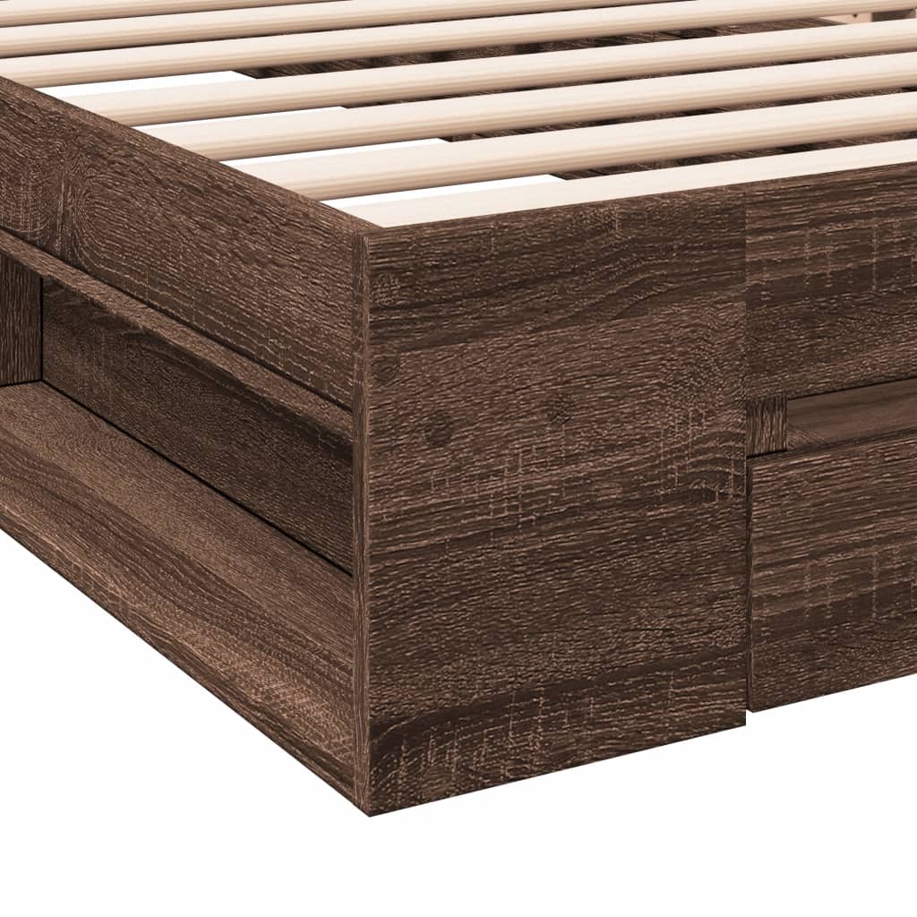 Cadre de lit avec tiroir sans matelas chêne marron 100x200 cm - XIOS