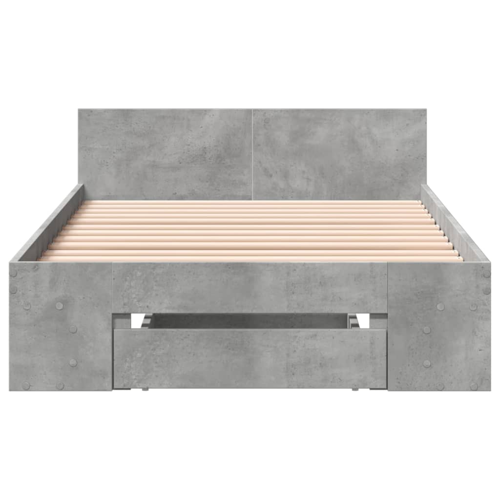 Cadre de lit avec tiroir sans matelas gris béton 90x200 cm - XIOS