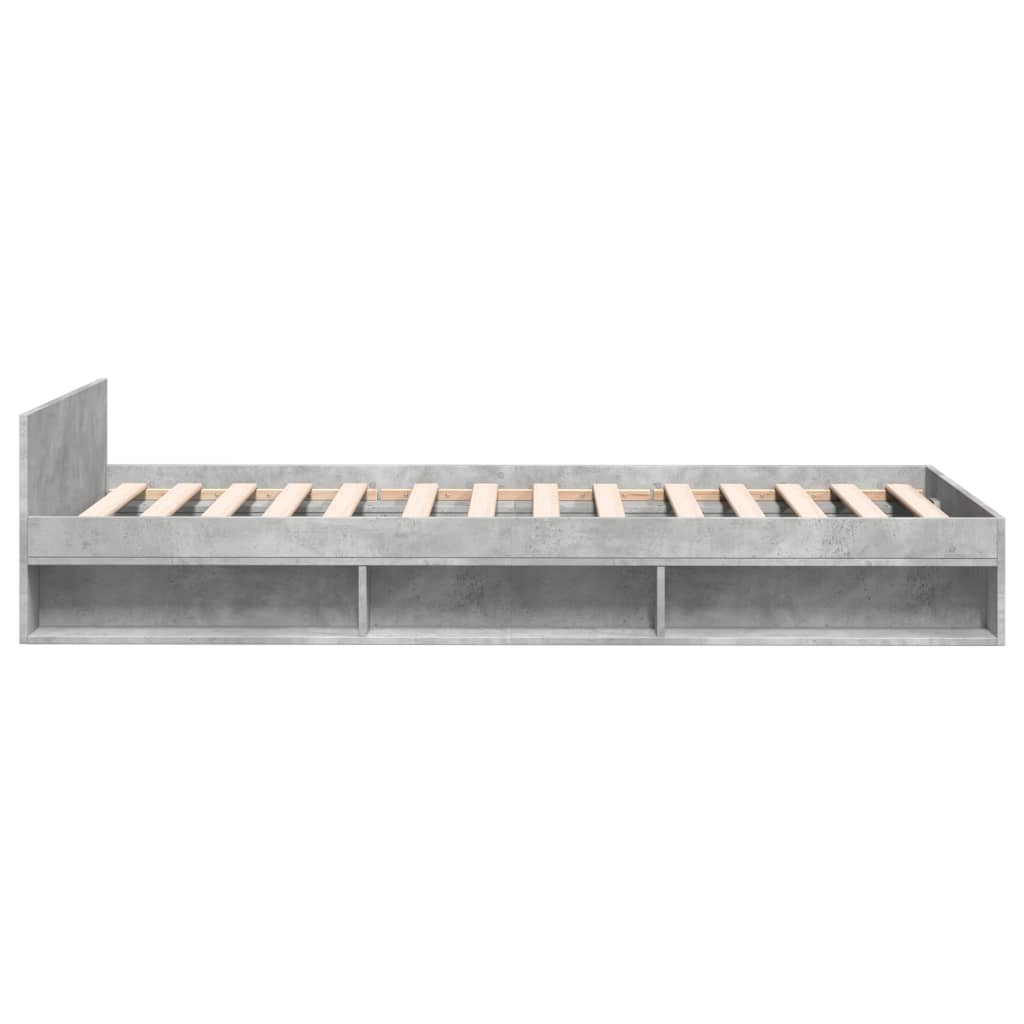 Cadre de lit avec tiroir sans matelas gris béton 90x200 cm - XIOS