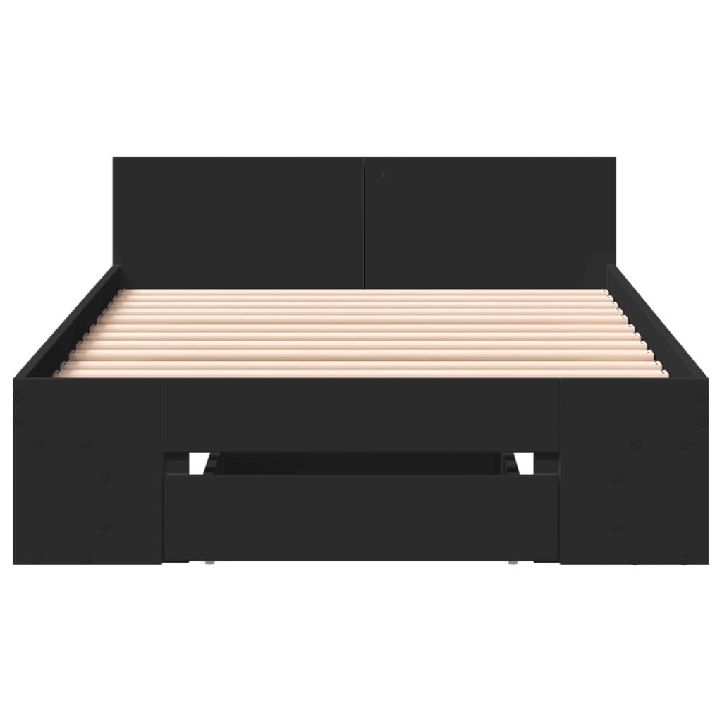 Cadre de lit avec tiroir sans matelas noir 75x190 cm - XIOS