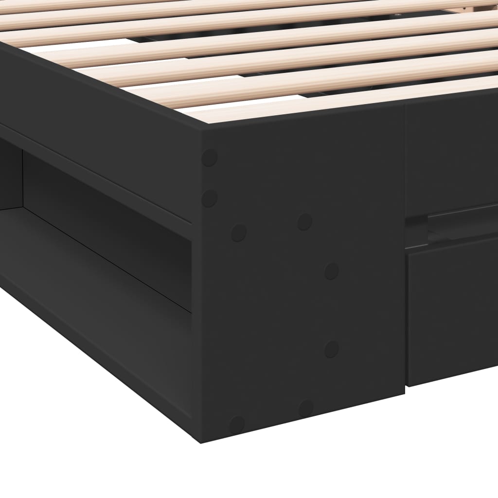 Cadre de lit avec tiroir sans matelas noir 75x190 cm - XIOS