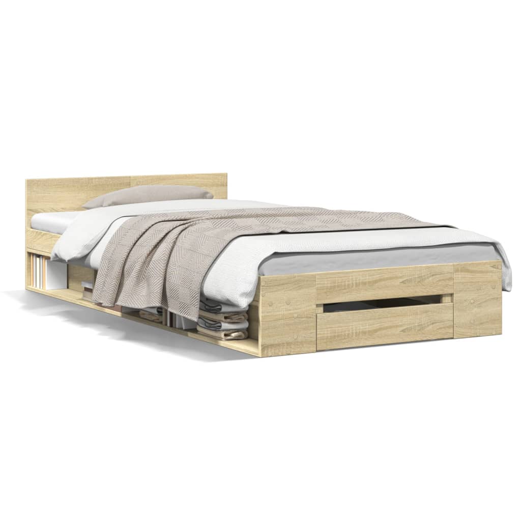 Cadre de lit avec tiroir sans matelas chêne sonoma 75x190 cm - XIOS