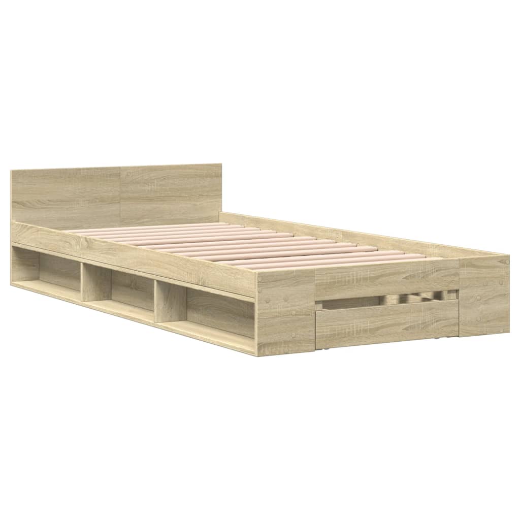 Cadre de lit avec tiroir sans matelas chêne sonoma 75x190 cm - XIOS
