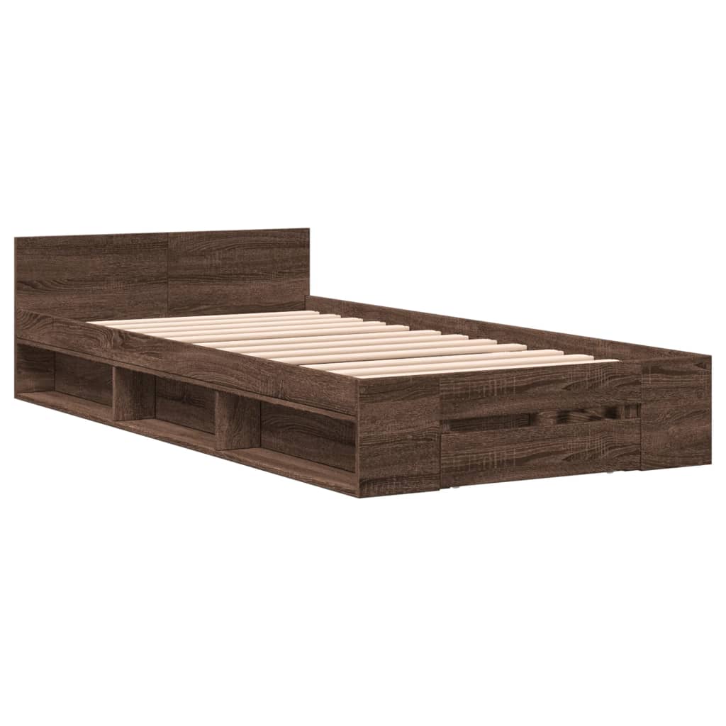 Cadre de lit avec tiroir sans matelas chêne marron 75x190 cm - XIOS
