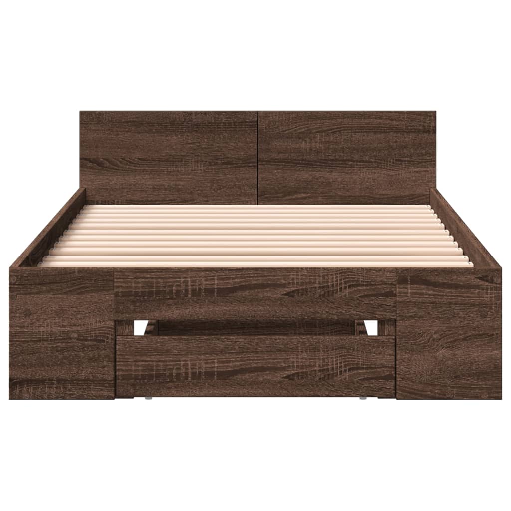 Cadre de lit avec tiroir sans matelas chêne marron 75x190 cm - XIOS