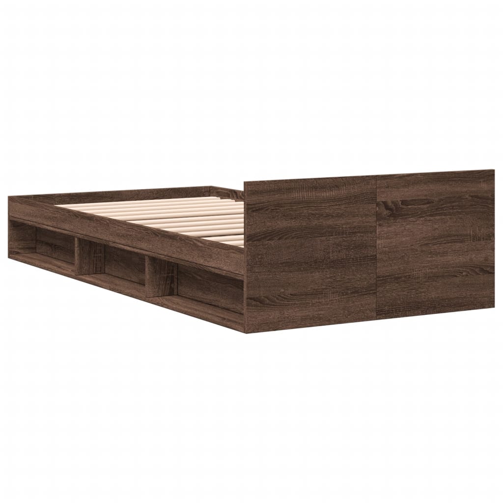 Cadre de lit avec tiroir sans matelas chêne marron 75x190 cm - XIOS