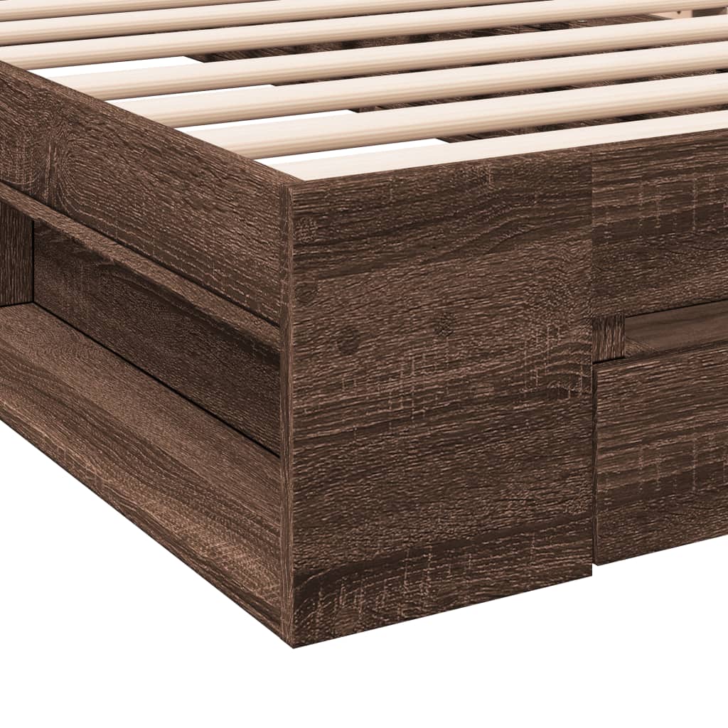 Cadre de lit avec tiroir sans matelas chêne marron 75x190 cm - XIOS