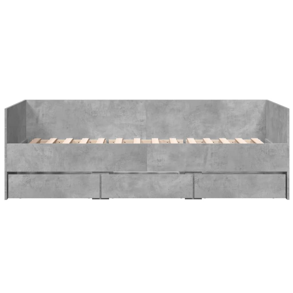 Lit de jour avec tiroirs sans matelas gris béton 100x200 cm - XIOS